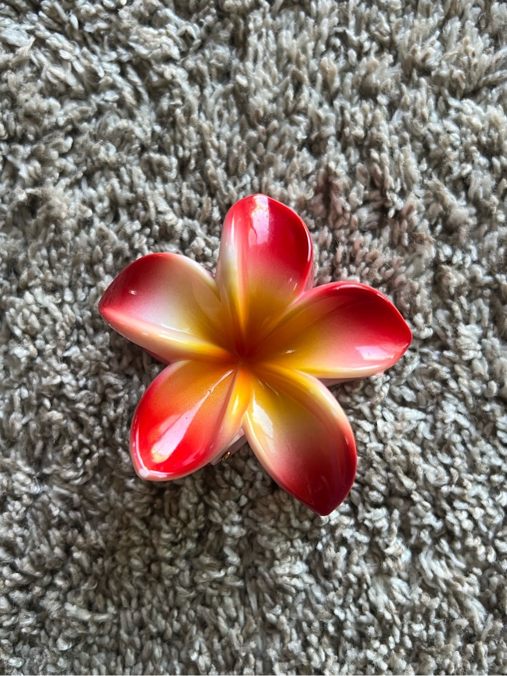 Tropical Plumeria Flower Hair Claw Clip - Red & Yellow Ombre